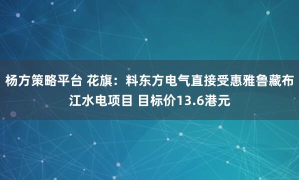 杨方策略平台 花旗：料东方电气直接受惠雅鲁藏布江水电项目 目标价13.6港元
