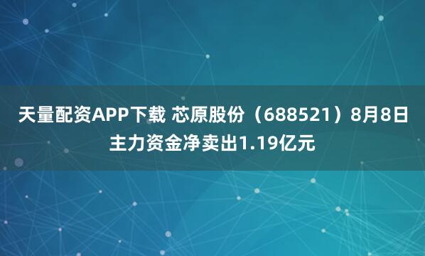 天量配资APP下载 芯原股份（688521）8月8日主力资金净卖出1.19亿元
